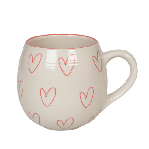 * Patterned Hearts Stoneware Mug